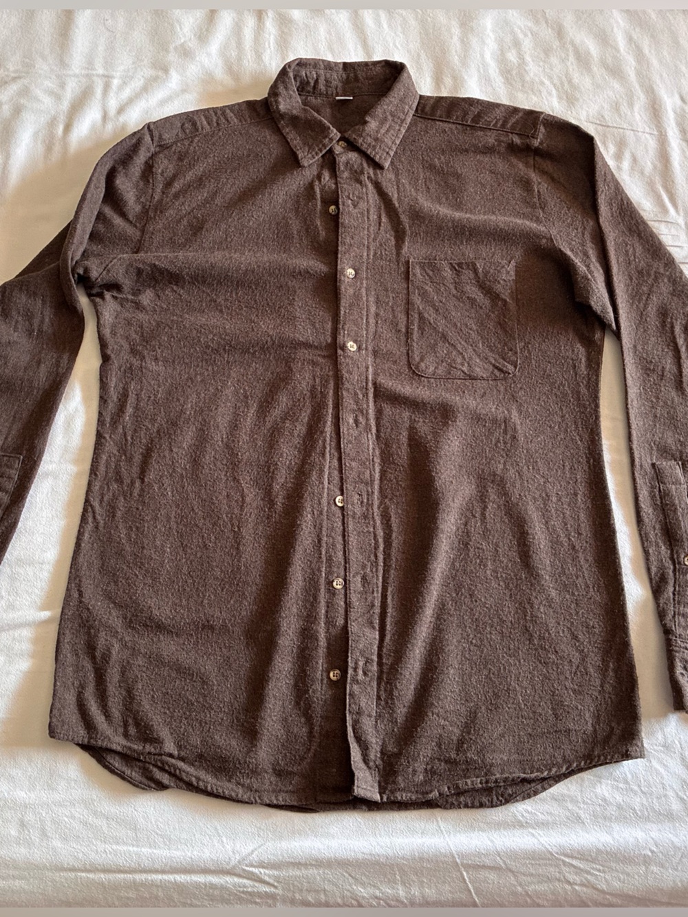 American Apparel Unisex Brown Flannel Long-Sleeve Casual Button-Down Shirt
